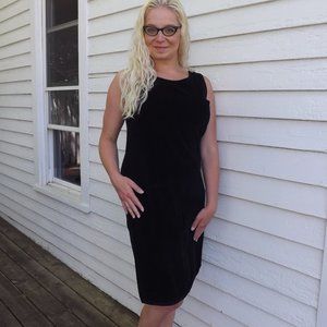 Basic 60s Black Velvet Dress Sleeveless Vintage ML